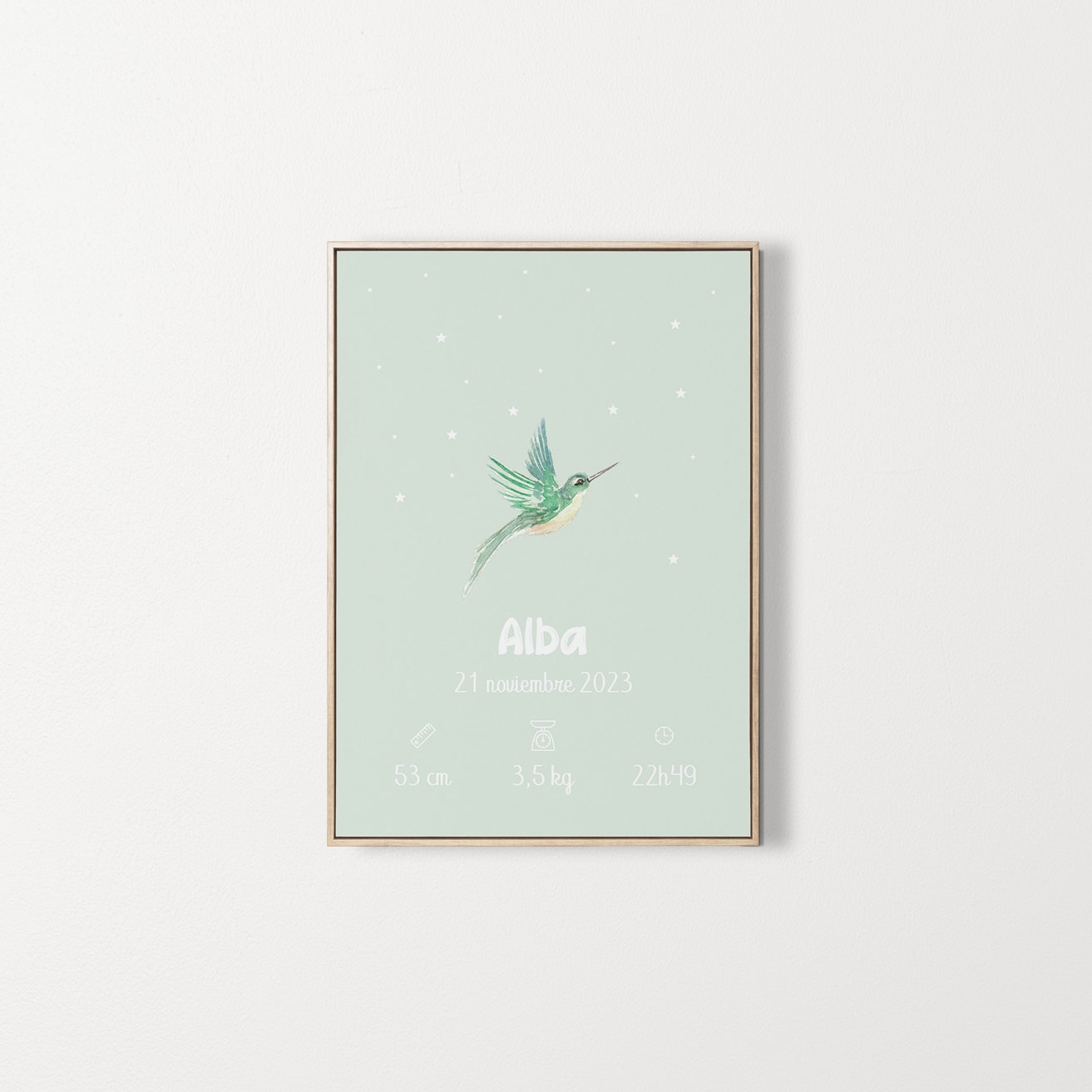 poster personnalise naissance colibri